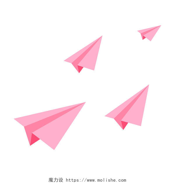 青春毕业季粉红色折纸飞机素材